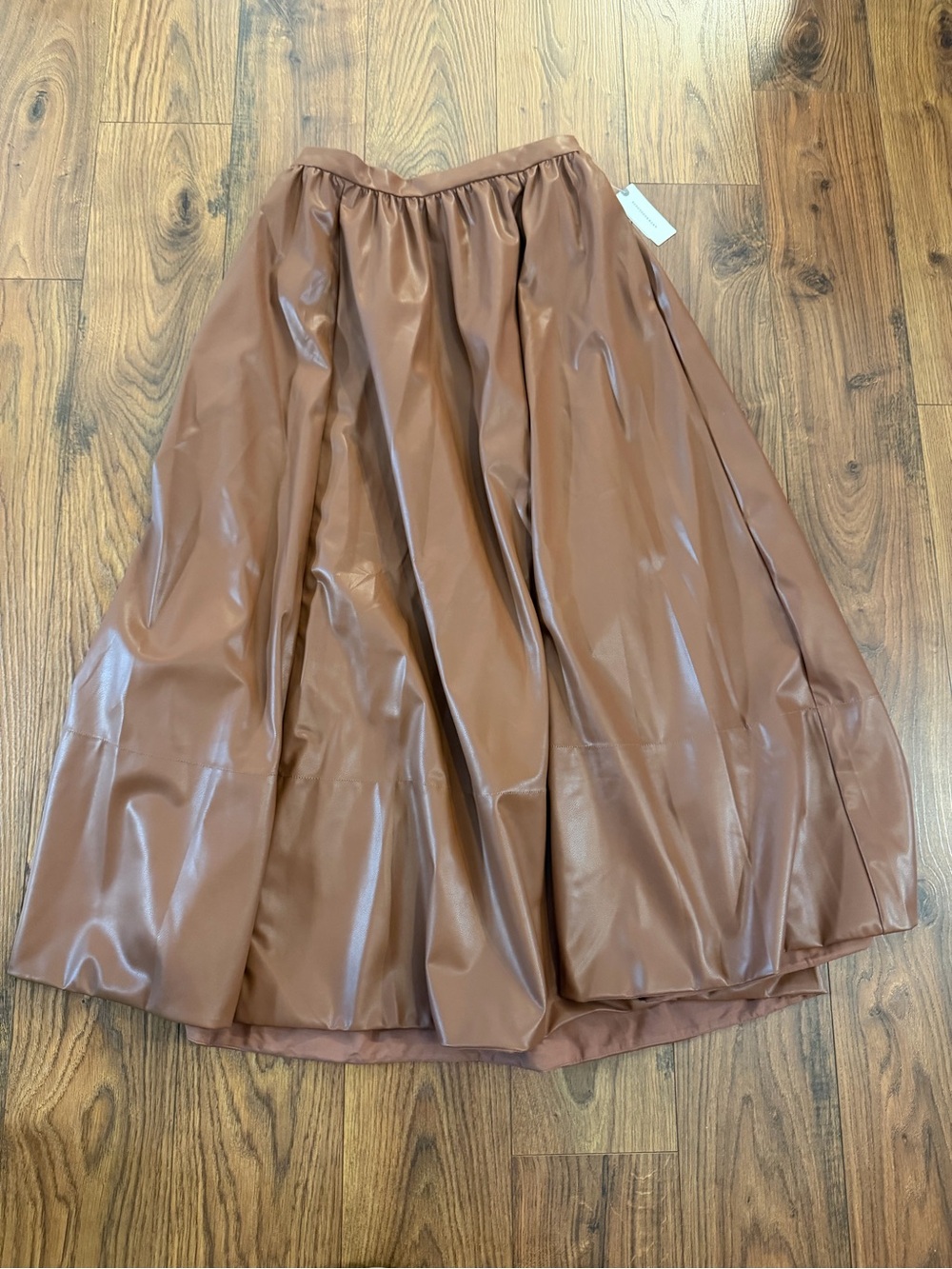 Anthropologie Maeve Brown Faux-Leather Maxi Skirt Size M NWT - Picture 2 of 3